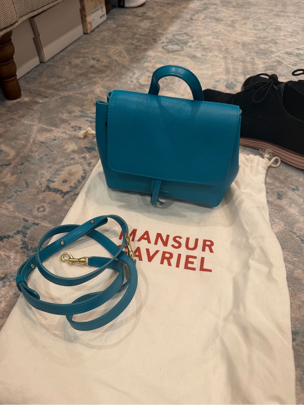 Mansur Gavriel Teal Mini Backpack - Picture 3 of 12